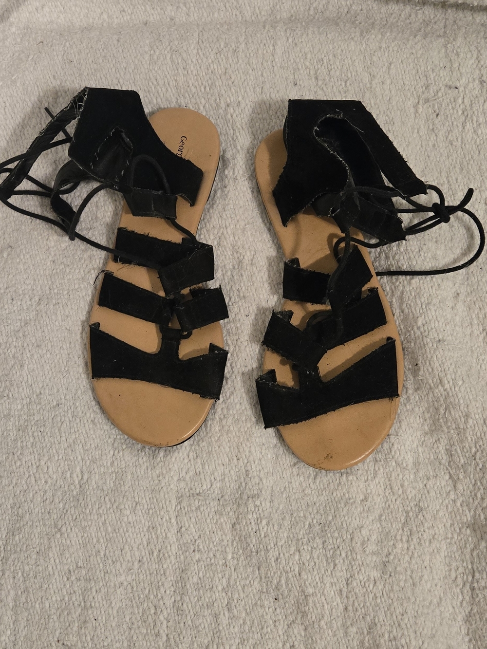 George Black Suede Lace-Up Gladiator Sandals